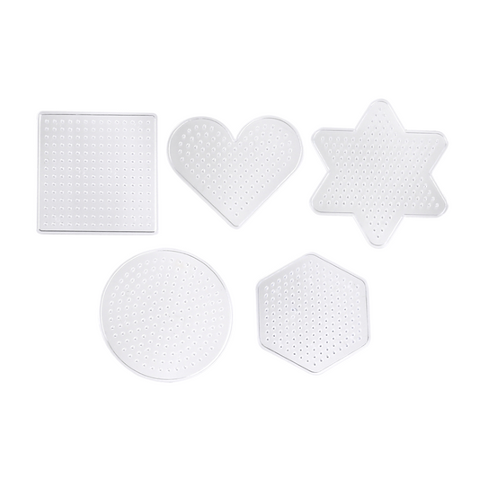 NicoRate アイロンビーズ 5mm 透明プレート Sサイズ 正方形/丸形/六角/ハート型/星型
